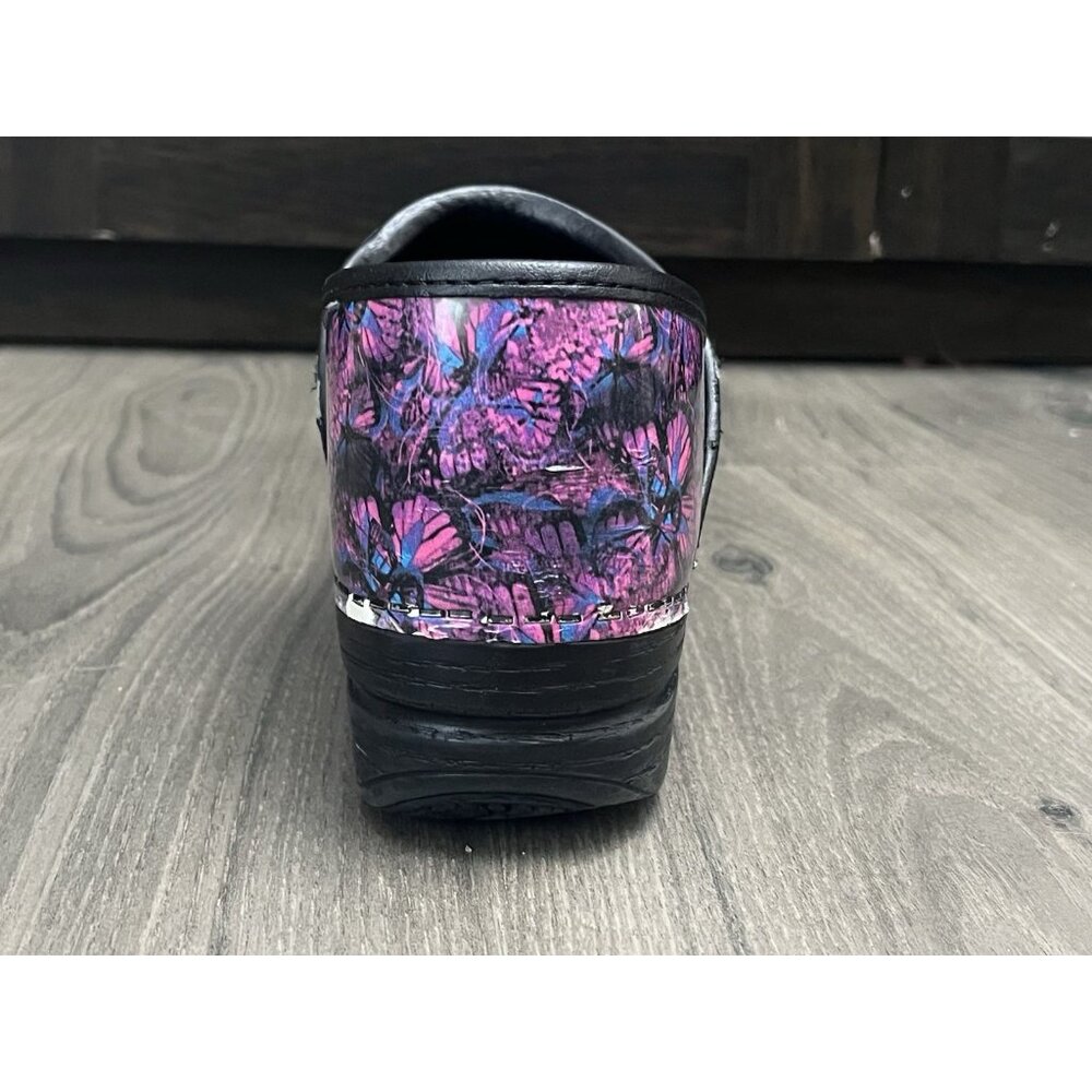 RARE DANSKO XP PATENT LEATHER PINK/BLUE PRINT CLOG 38 - Picture 5 of 13